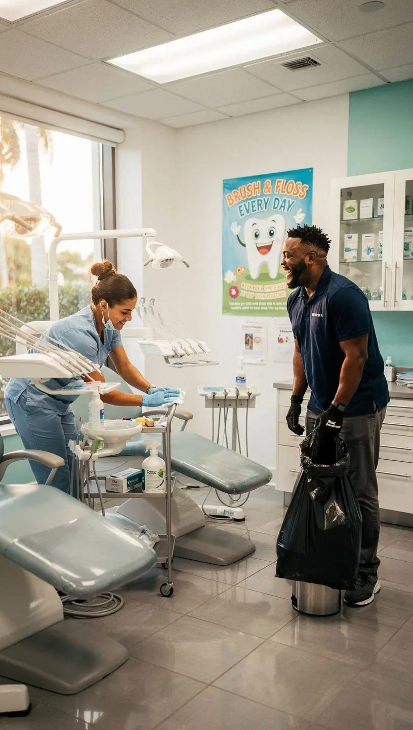 An employee providing carpet cleaning services in a cozy home environment.