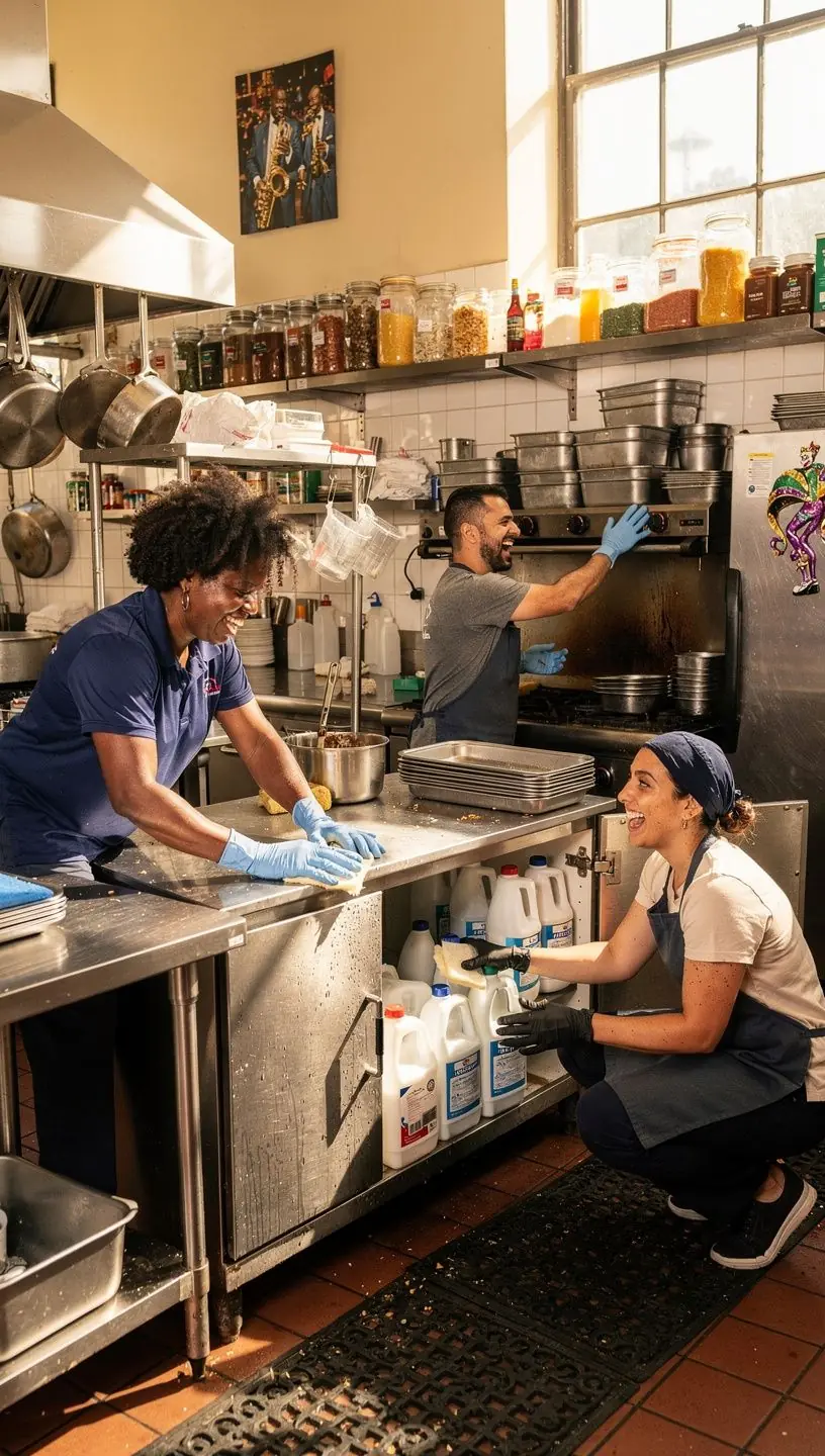 A professional cleaner using a vacuum to deep clean a residential living room.